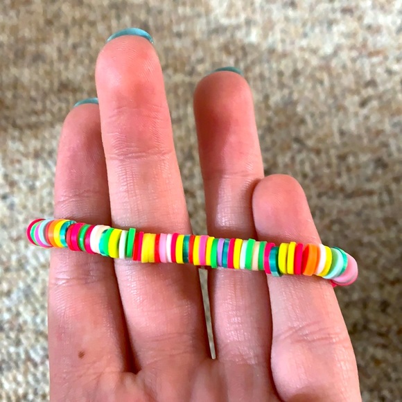 Flat beaded rainbow braclet.  Pack of 4! - Picture 3 of 3